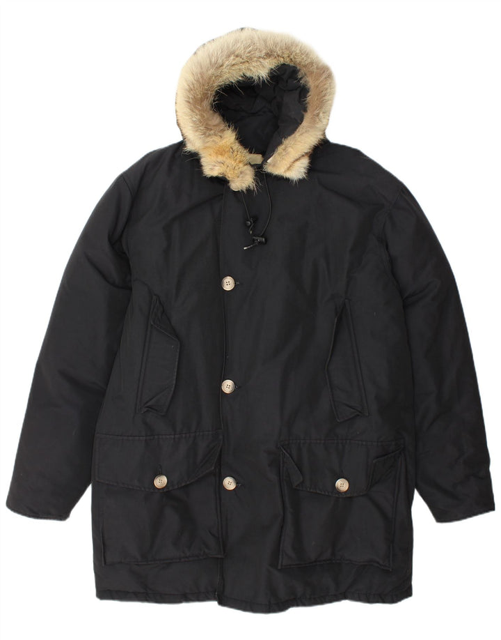 Jachetă parka cu glugă pentru bărbați Woolrich UK 40 mare, negru, bumbac