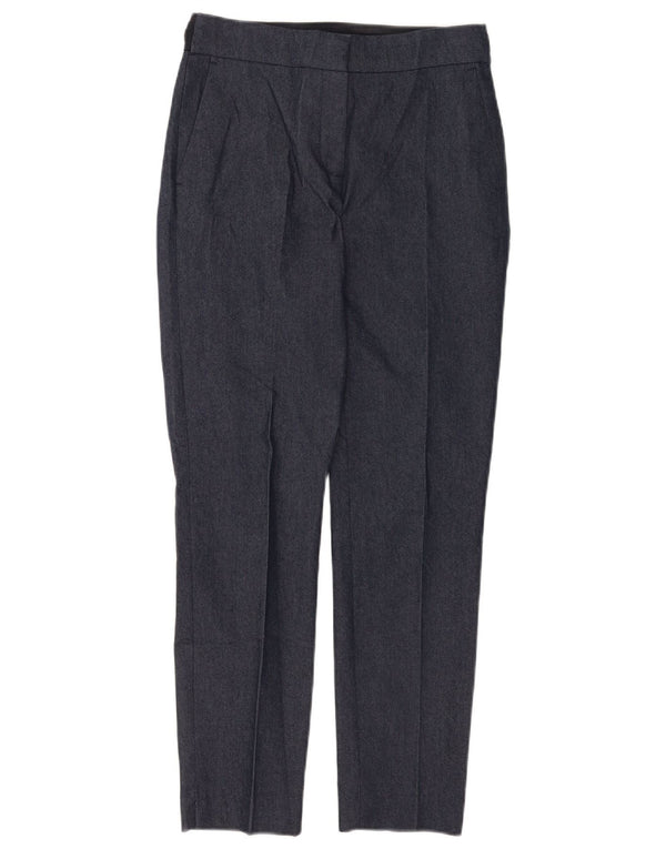Zara Womens Slim Suit Trousers Small W26 L27 Navy Blue Cotton