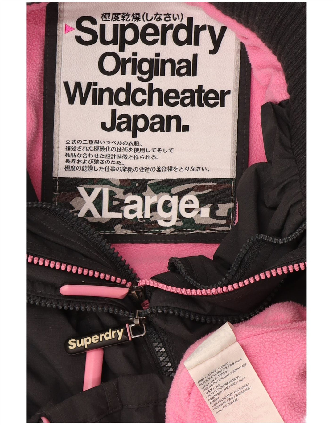 SUPERDRY pentru femei The Windcheater Graphic Windbreaker Jacket UK 18 XL gri