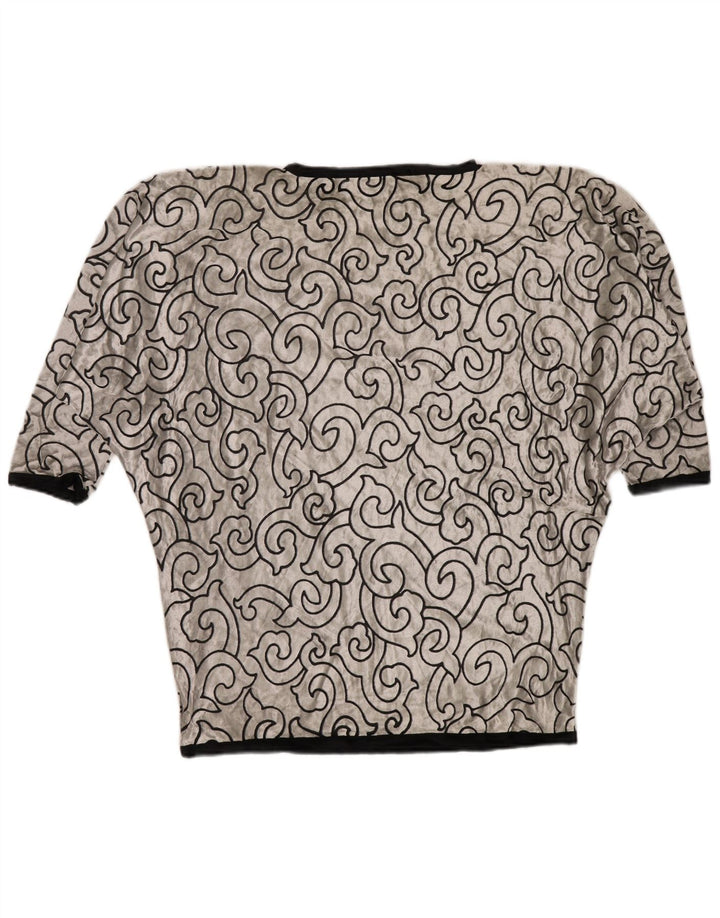 VINTAGE Top cu tunică din catifea liliac pentru femei UK 22 3XL Argintiu, viscoză geometrică