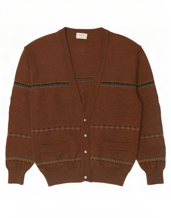 Vintage Mens Cardigan Sweater IT 50 Medium Brown Striped