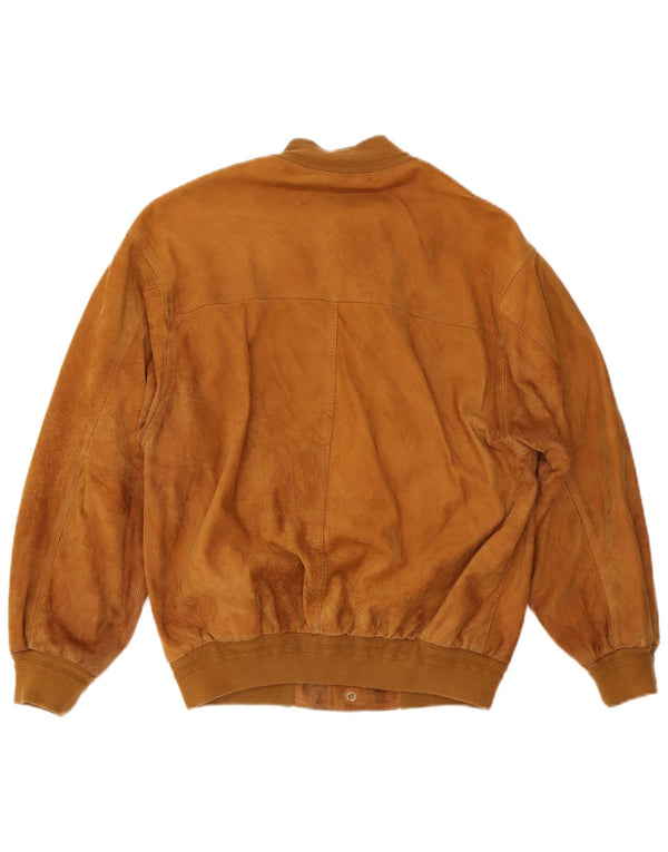 VINTAGE Bomber de piele intoarsa pentru barbati UK 38 Medium Beige Piele