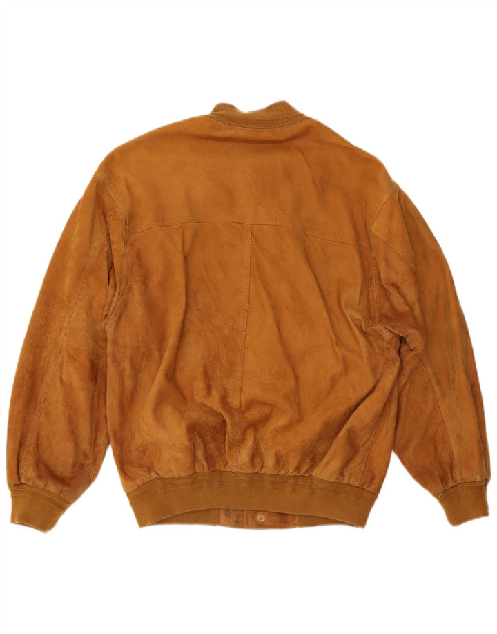 VINTAGE Bomber de piele intoarsa pentru barbati UK 38 Medium Beige Piele