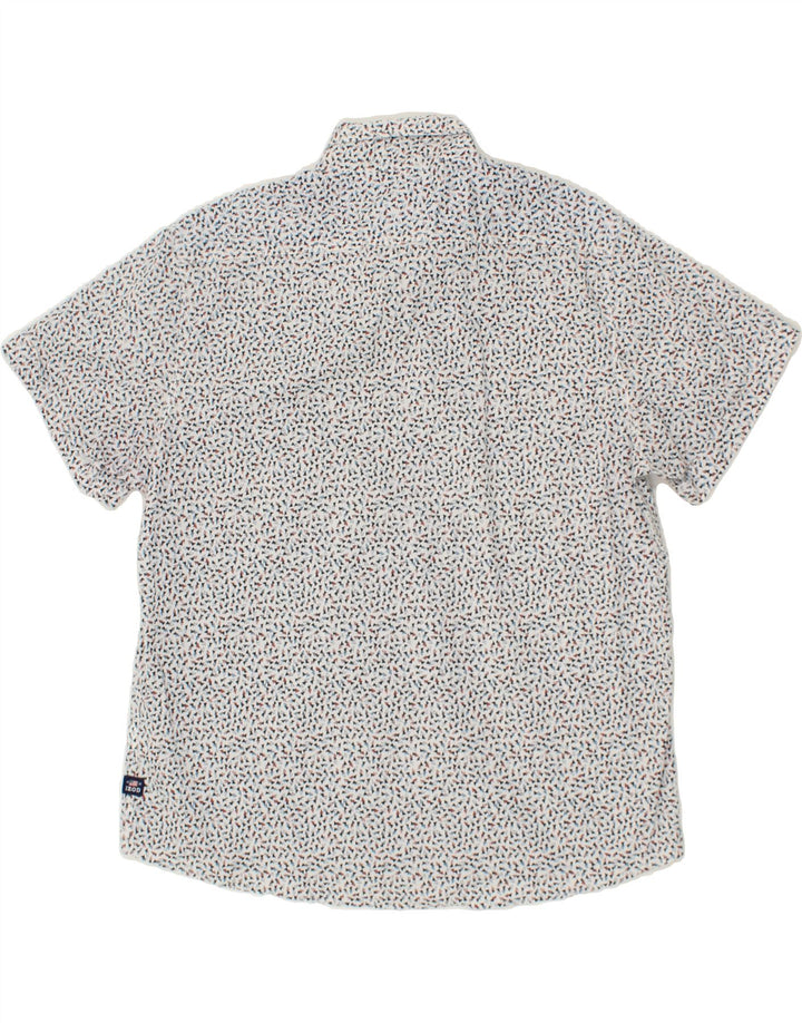 IZOD Mens Short Sleeve Shirt XL White Geometric Cotton Vintage Izod and Second-Hand Izod from Messina Hembry 