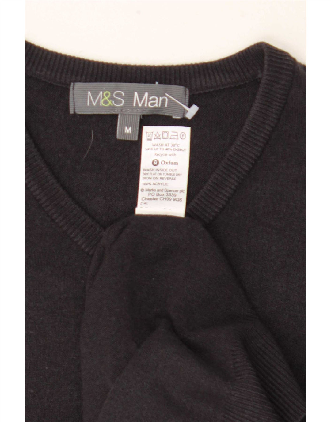Pulover pentru bărbați Marks & Spencer cu decolteu în V, mediu acrilic negru