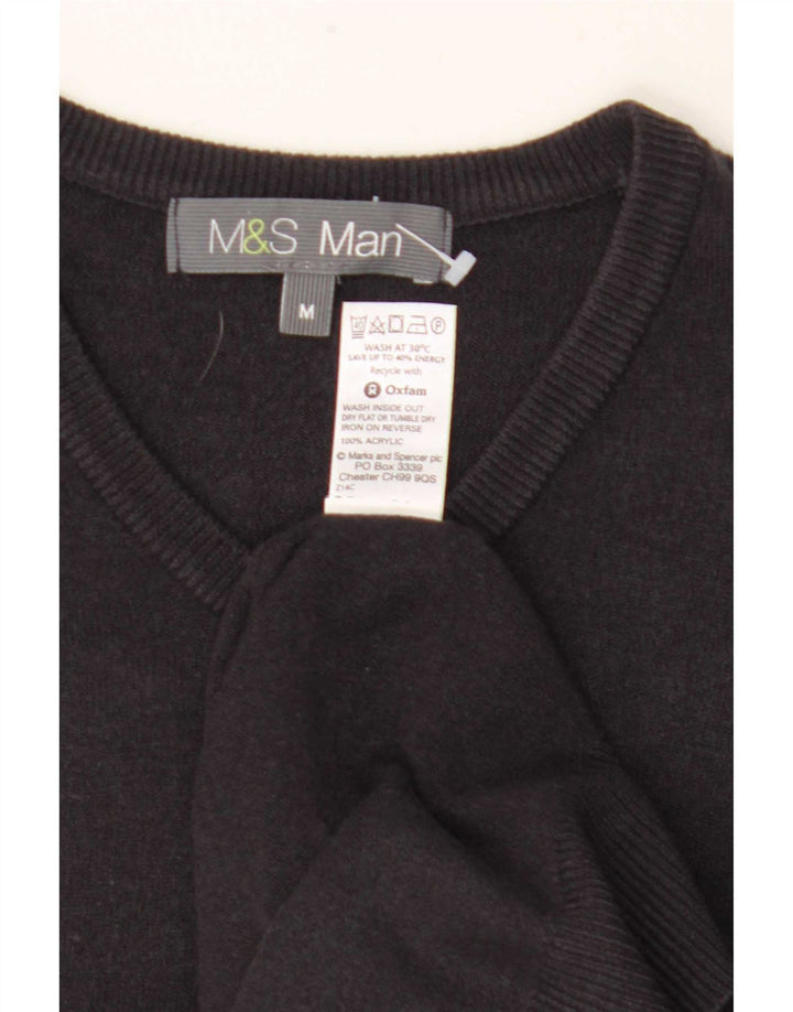 Pulover pentru bărbați Marks & Spencer cu decolteu în V, mediu acrilic negru
