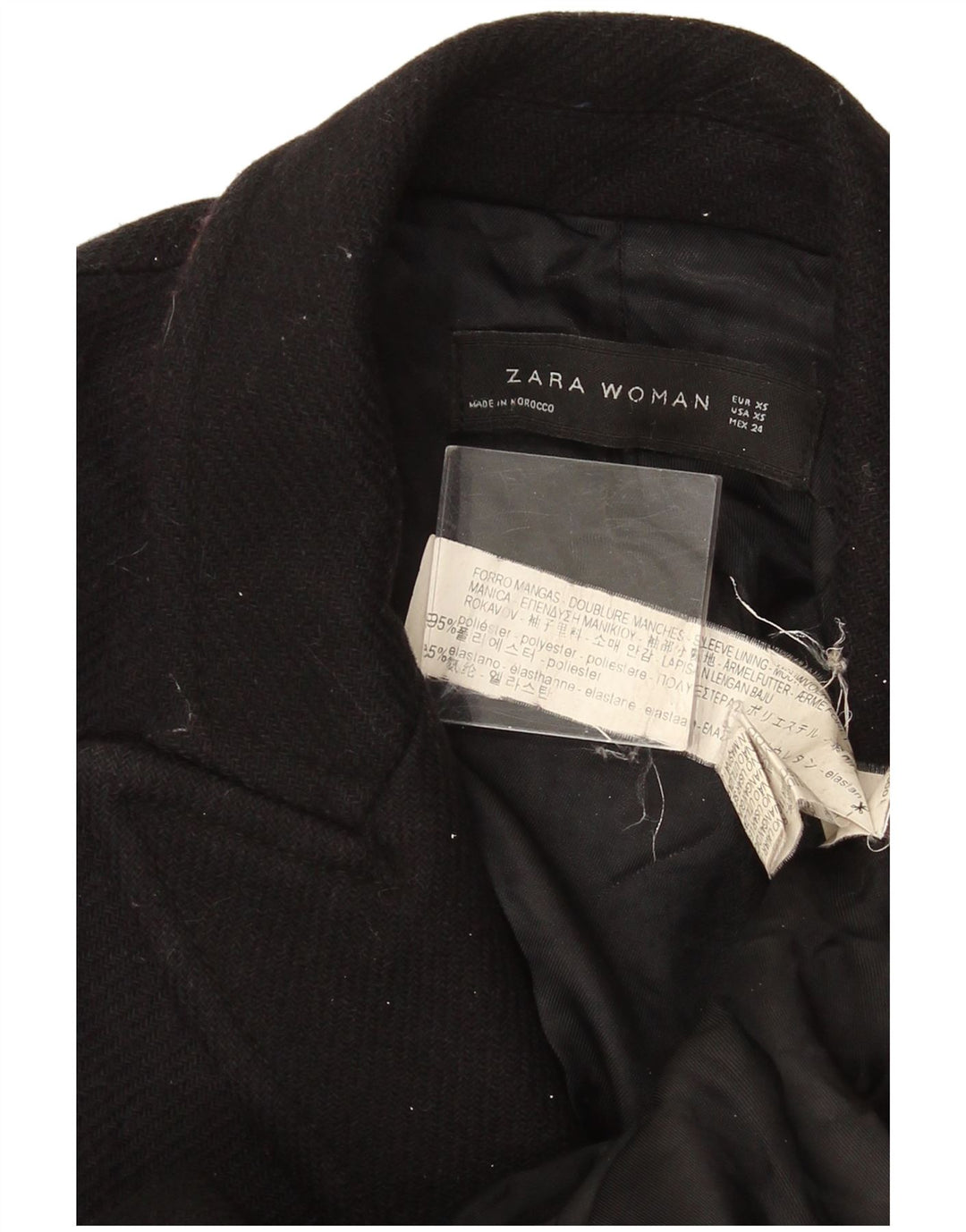 Palton dublu pentru femei Zara UK 6 XS poliester negru
