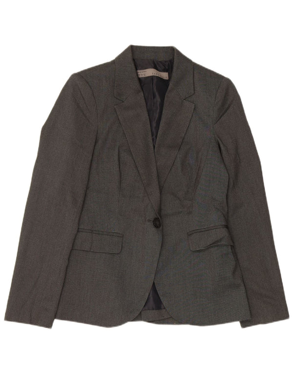Jachetă Blazer pentru femei Zara cu 1 nasture UK 12 Medium Gri Poliester
