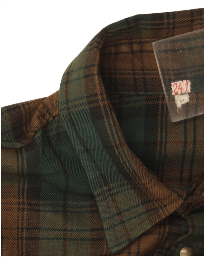 Cămașă Vintage pentru bărbați din flanel, verde mediu, carouri