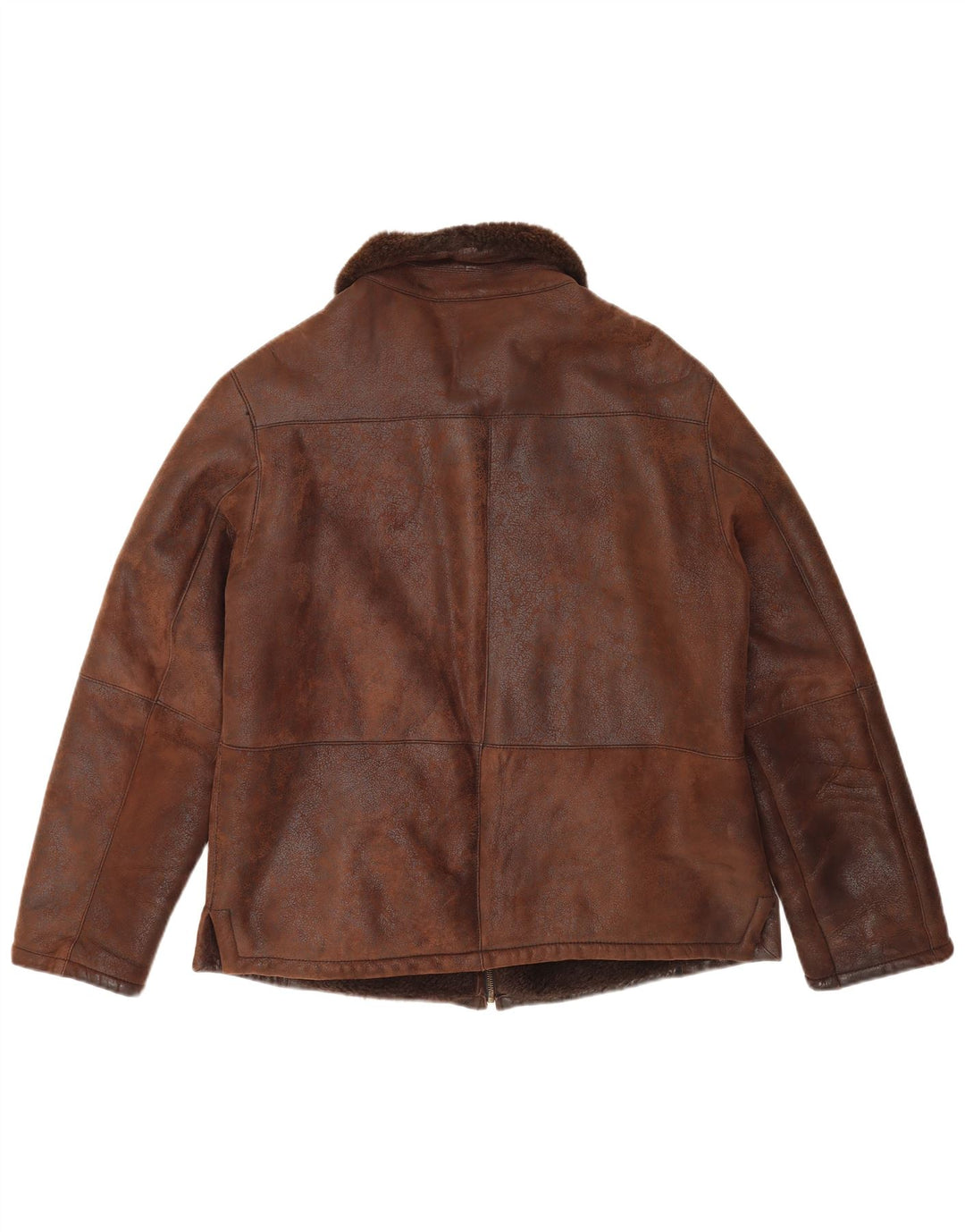 Jachetă din shearling pentru bărbați VINTAGE IT 50 din piele maro mare