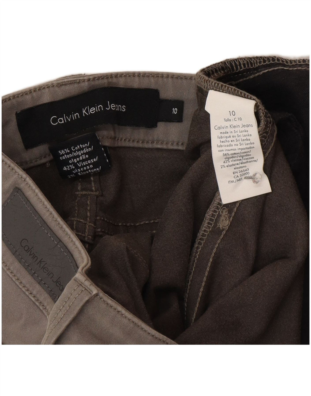 Pantaloni casual slim pentru femei Calvin Klein US 10 Medium W32 L32 bumbac gri