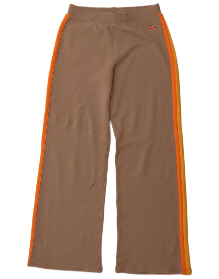 ELLESSE Pantaloni de trening pentru femei cu picioare largi UK 12 Medium Bej Colorblock