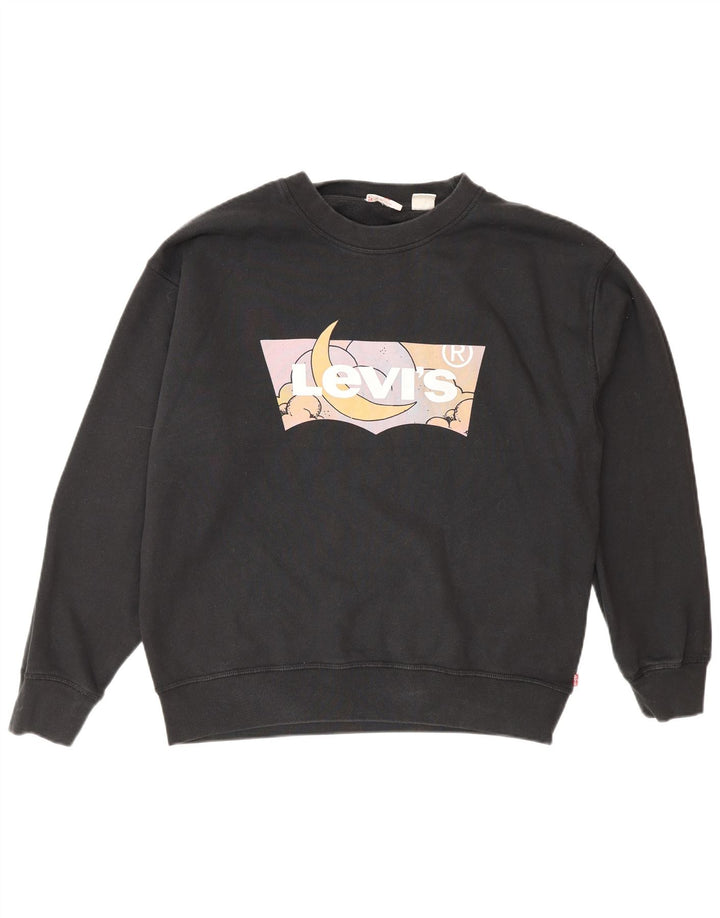 Pulover pentru femei Levi's Graphic Oversized Pulover UK 14 Medium Black Bumbac