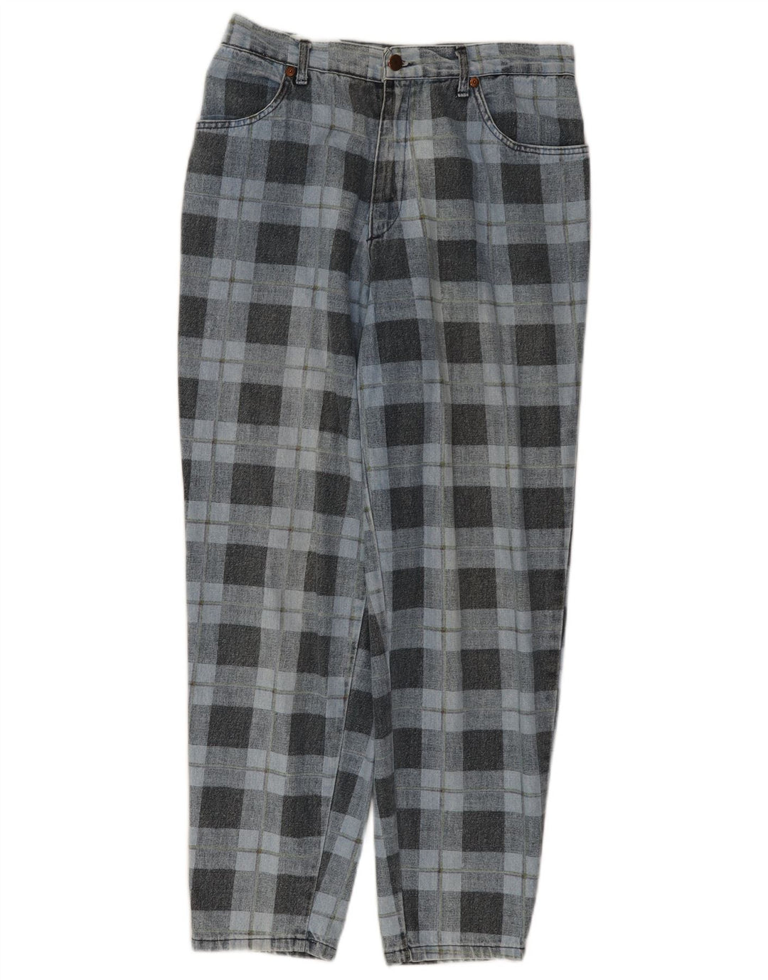 Blugi conici pentru femei SPITFIRE L34 L27 Bumbac cu check albastru