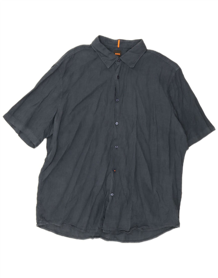 Cămașă cu mânecă scurtă pentru bărbați Hugo Boss, cu formă normală, 2XL, bleumarin