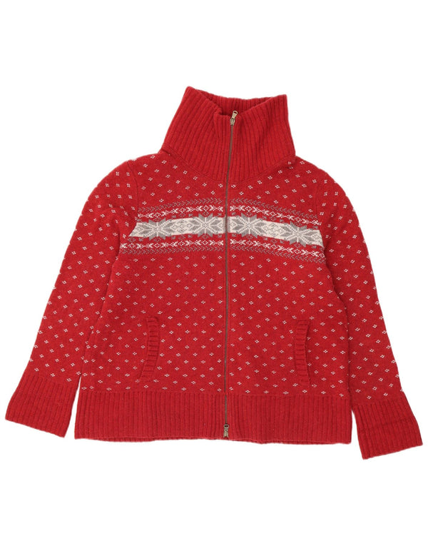 Pulover cardigan pentru femei Eddie Bauer UK 18 XL Bumbac Fair Isle roșu
