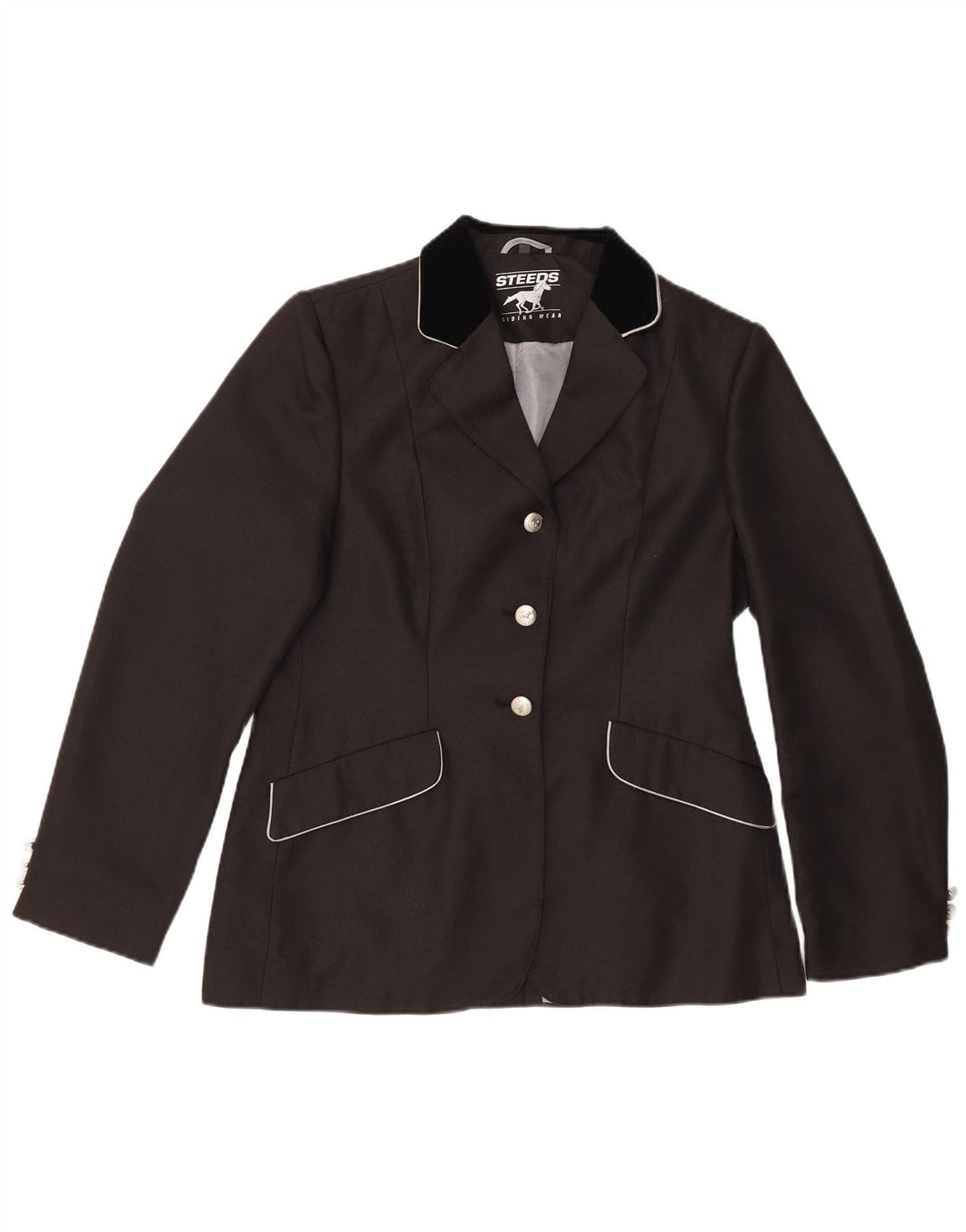 Blazer Vintage pentru femei cu 3 nasturi EU 38 Medium Black Colorblock
