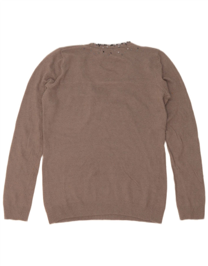 Pulover pentru femei cu decolteu în V Zara UK 14 Maro Mediu
