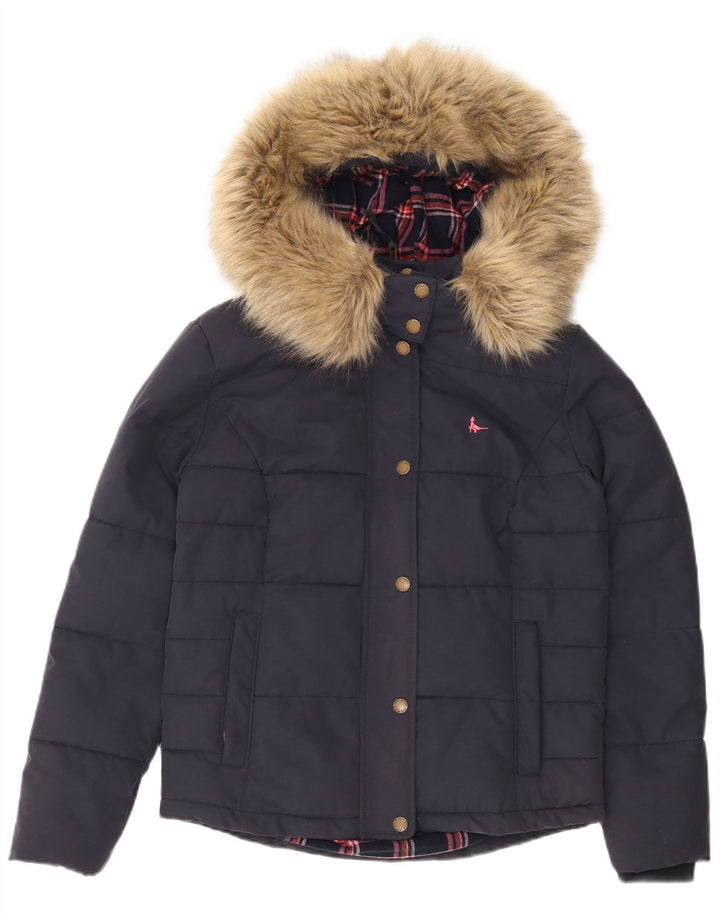 Jachetă căptușită cu glugă Jack Wills pentru femei UK 8 Small Bleumarin
