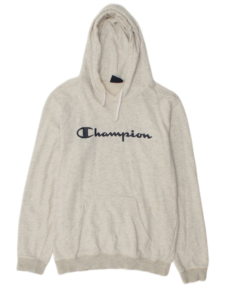 CHAMPION Mens Graphic Hoodie Jumper Medium Grey Cotton