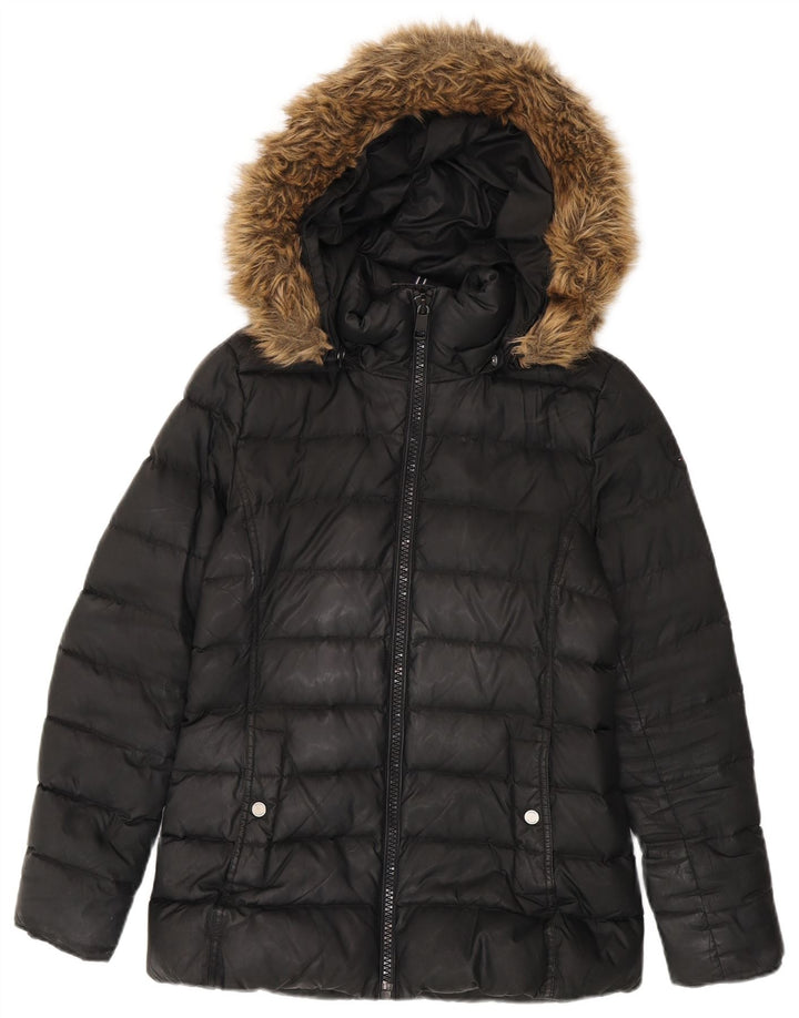 Jachetă căptușită cu glugă pentru femei Tommy Hilfiger UK 10 Poliester negru mic