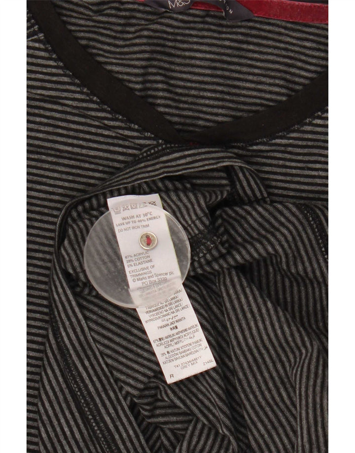 Top pentru femei Marks & Spencer cu mânecă lungă UK 16 mare, gri cu dungi acrilice