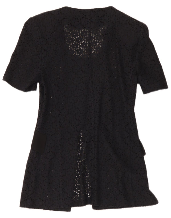 Cardigan Vintage pentru femei See Through Top UK 12 Medium Bleumarin Floral