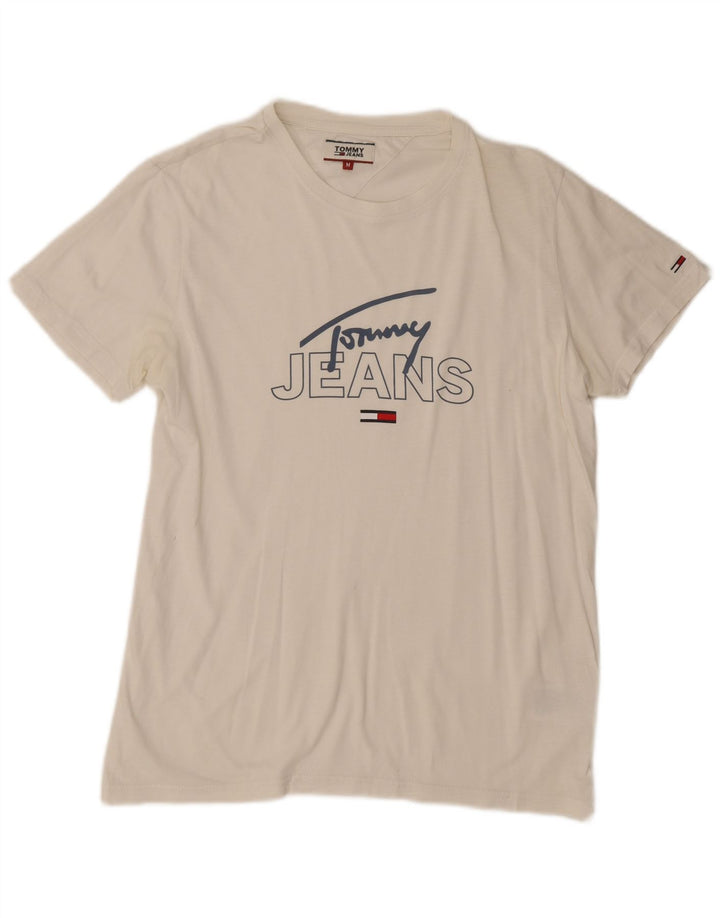 Tricou grafic Tommy Hilfiger pentru bărbați Top mediu din bumbac alb