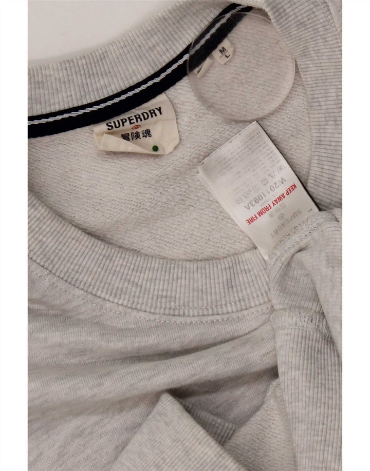 Pulover Superdry pentru bărbați, cu tăiere lentă, din bumbac cu pete, gri mediu
