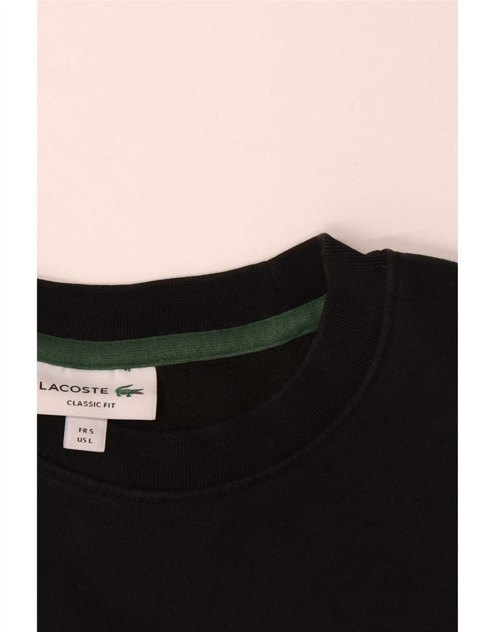 Pulover cu grafică Lacoste pentru bărbați, mărimea 5, mare, negru, bloc de culoare