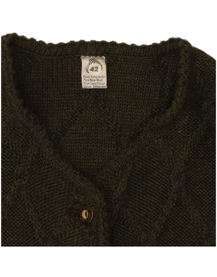 Pulover Vintage cardigan crop pentru femei IT 42 Medium Khaki Lână
