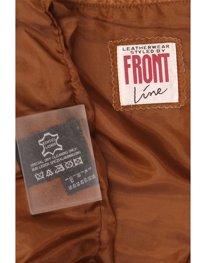 Vestă din piele intoarsa pentru barbati Front Line UK 48 2XL Piele maro
