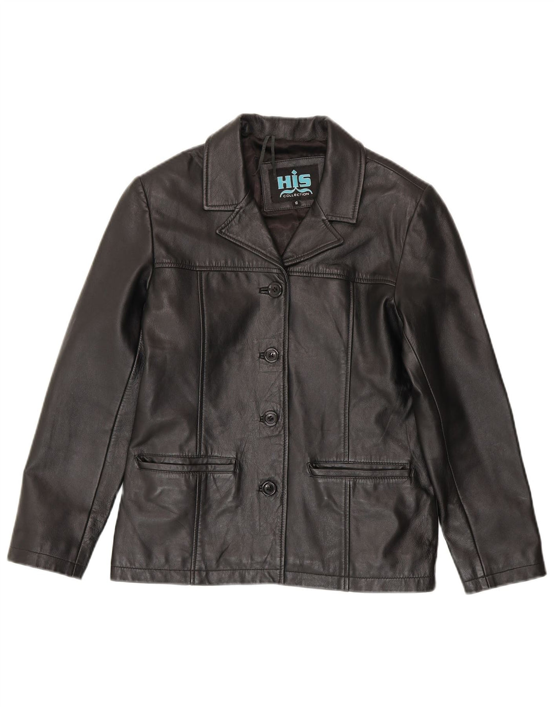 Jachetă de piele vintage pentru femei UK 12 Medium Black