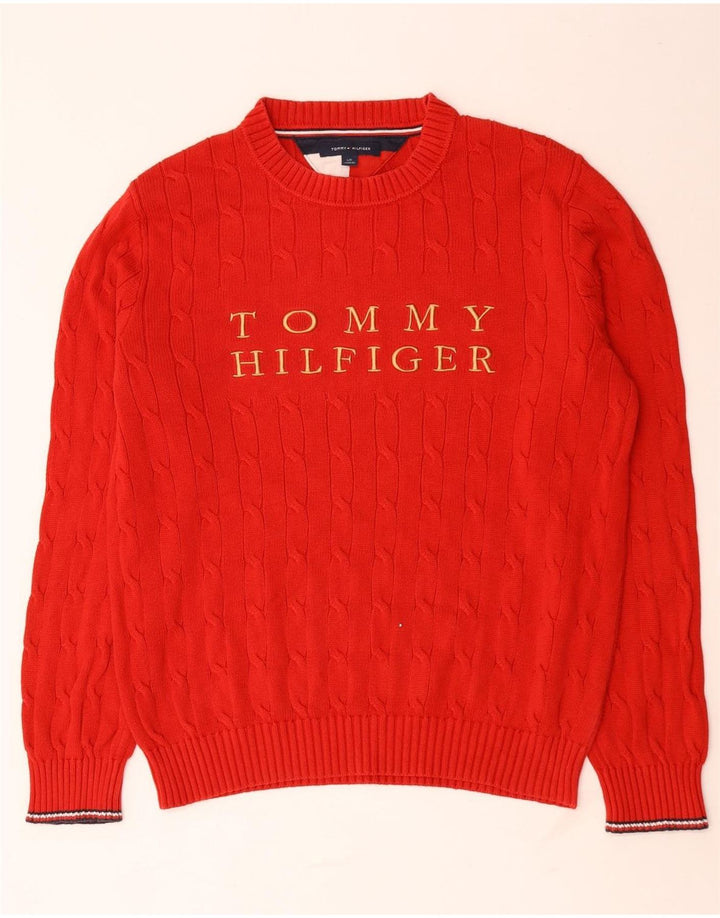 Pulover Tommy Hilfiger pentru bărbați, cu gât roșu, poliester mare