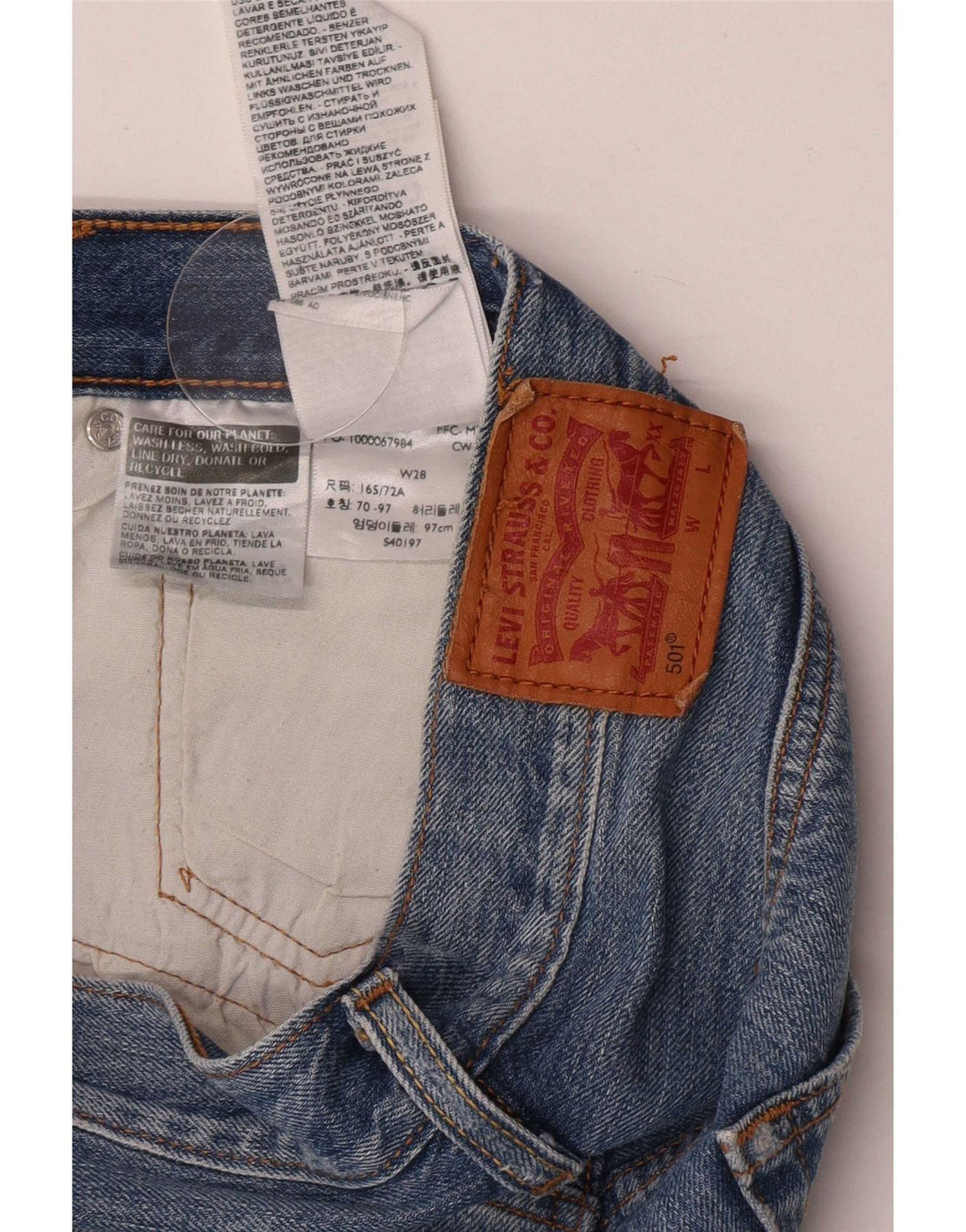 Pantaloni scurți Levi's 501 Denim W28 Medium Blue Bumbac