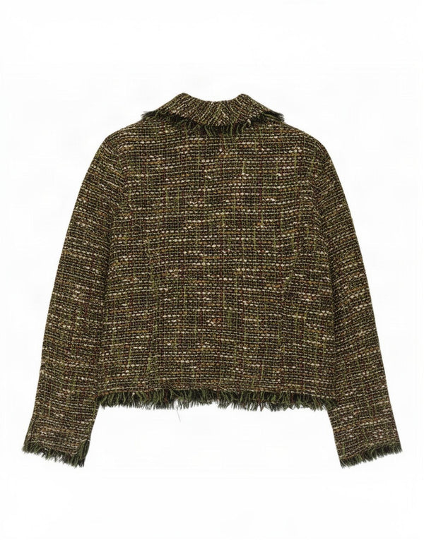 Jachetă vintage pentru femei mici, deschisă, US 14, XL, verde, acrilic