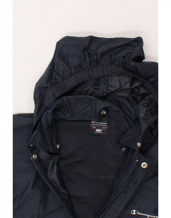 CHAMPION Boys Hooded Raincoat 11-12 Years Large  Navy Blue Polyamide Vintage Champion and Second-Hand Champion from Messina Hembry 