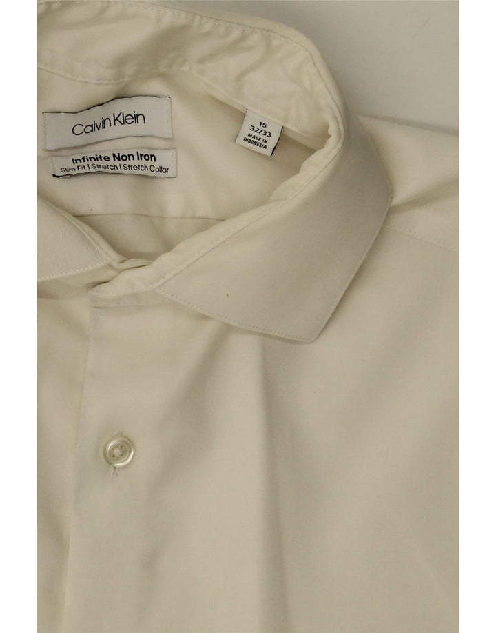 CALVIN KLEIN Mens Shirt Size 15 Medium White Cotton Vintage Calvin Klein and Second-Hand Calvin Klein from Messina Hembry 