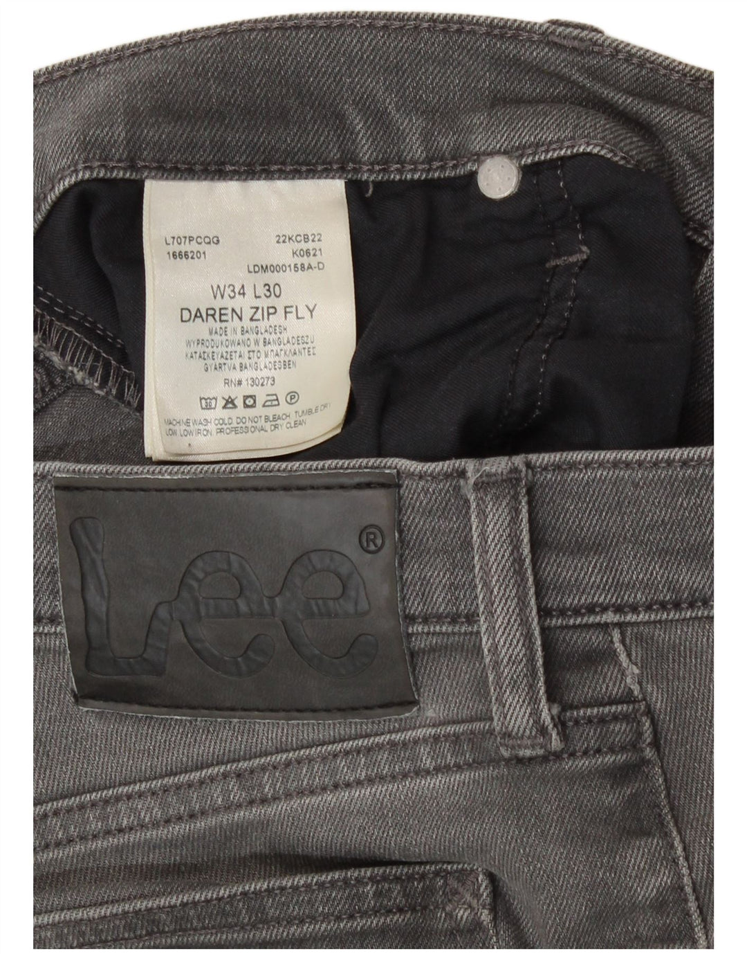 Blugi Lee pentru bărbați Daren Zip Fly Slim W34 L30 bumbac gri