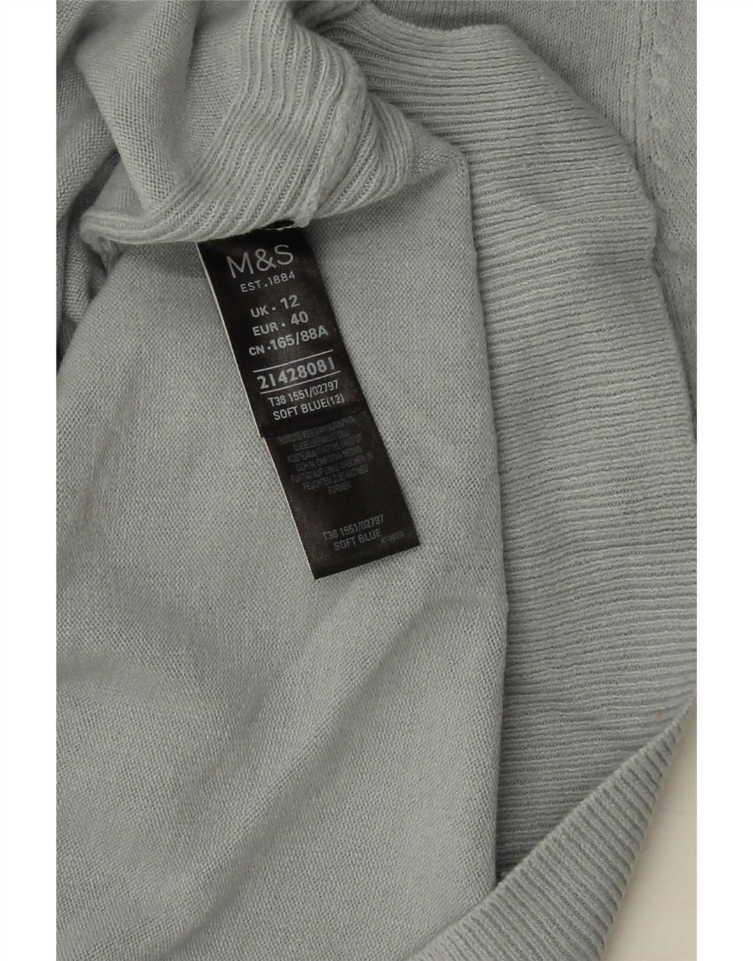 Pulover pentru femei Marks & Spencer cu decolteu triplu UK 12 Medium Blue Acrylic