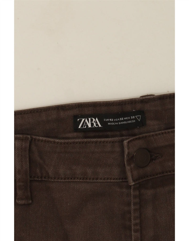 Blugi drepți pentru bărbați Zara EU 42 Large W32 L27 Maro