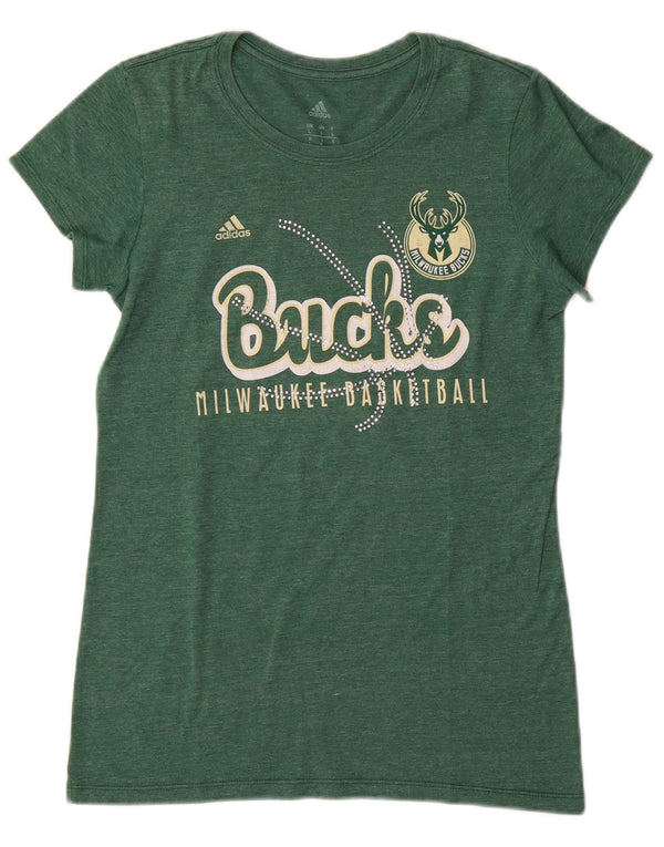 Tricou grafic Adidas pentru femei Milwaukee Bucks Top UK 14 Large Green