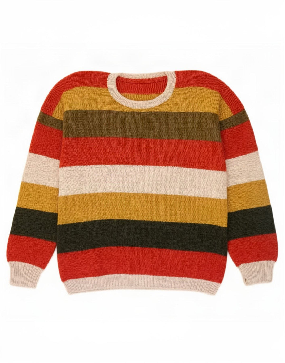 Pulover Vintage pentru bărbați cu gâtul turnat, mare, cu dungi multicolore