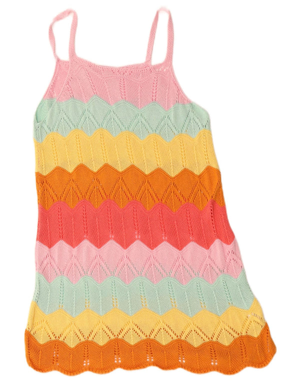 Rochie de soare din croșetat vintage pentru femei UK 12 Medium, multicolore, cu dungi