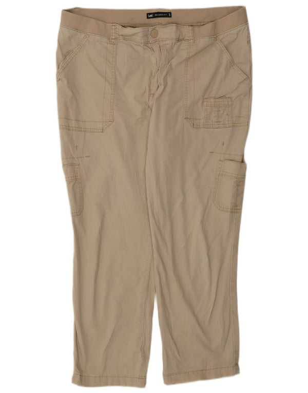 Pantaloni tăiați pentru femei Lee, cu croiala relaxată, US 18 2XL W38 L25, bej, bumbac