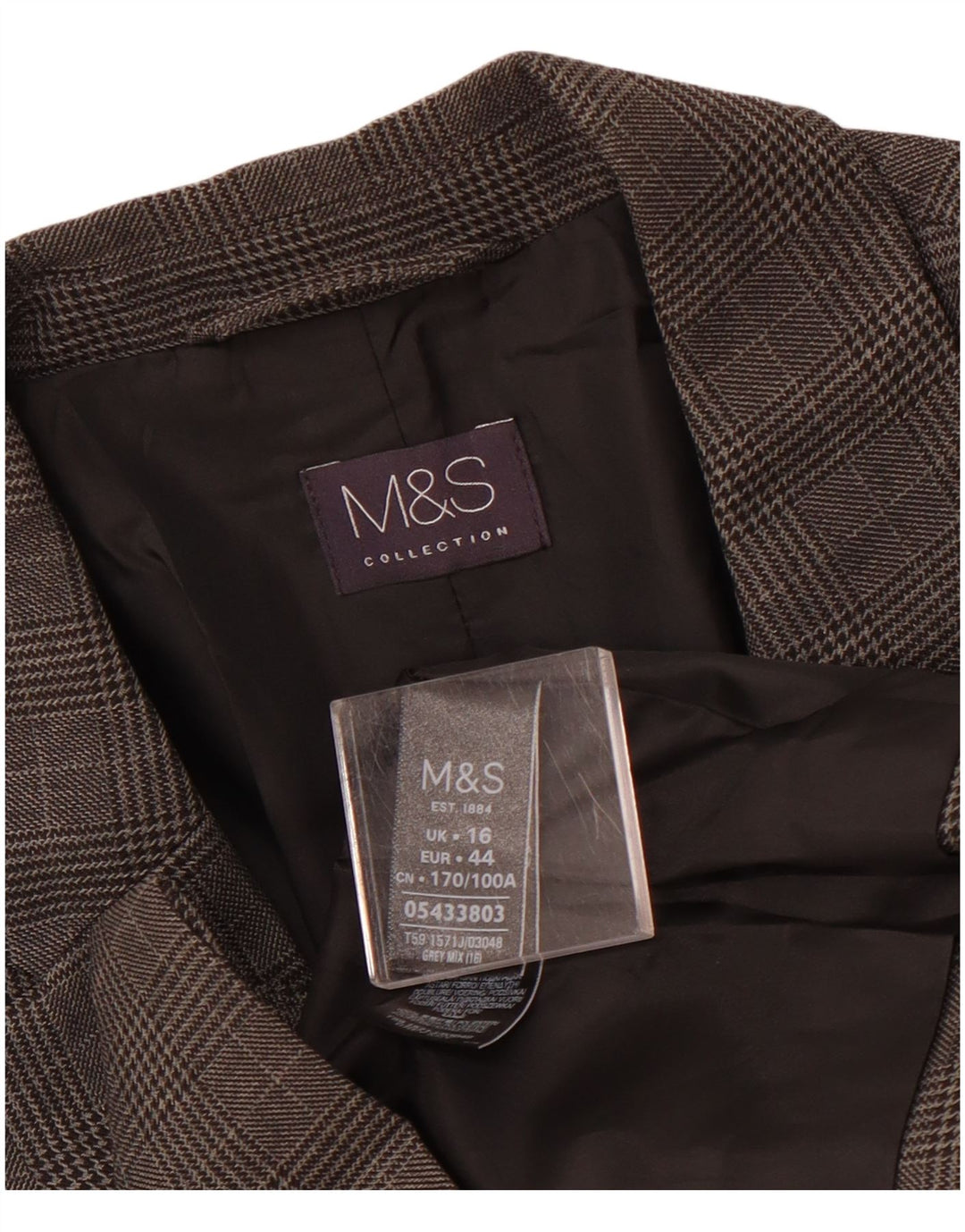 MARKS & SPENCER Sacou blazer pentru femei cu 1 nasture UK 16, mare, gri