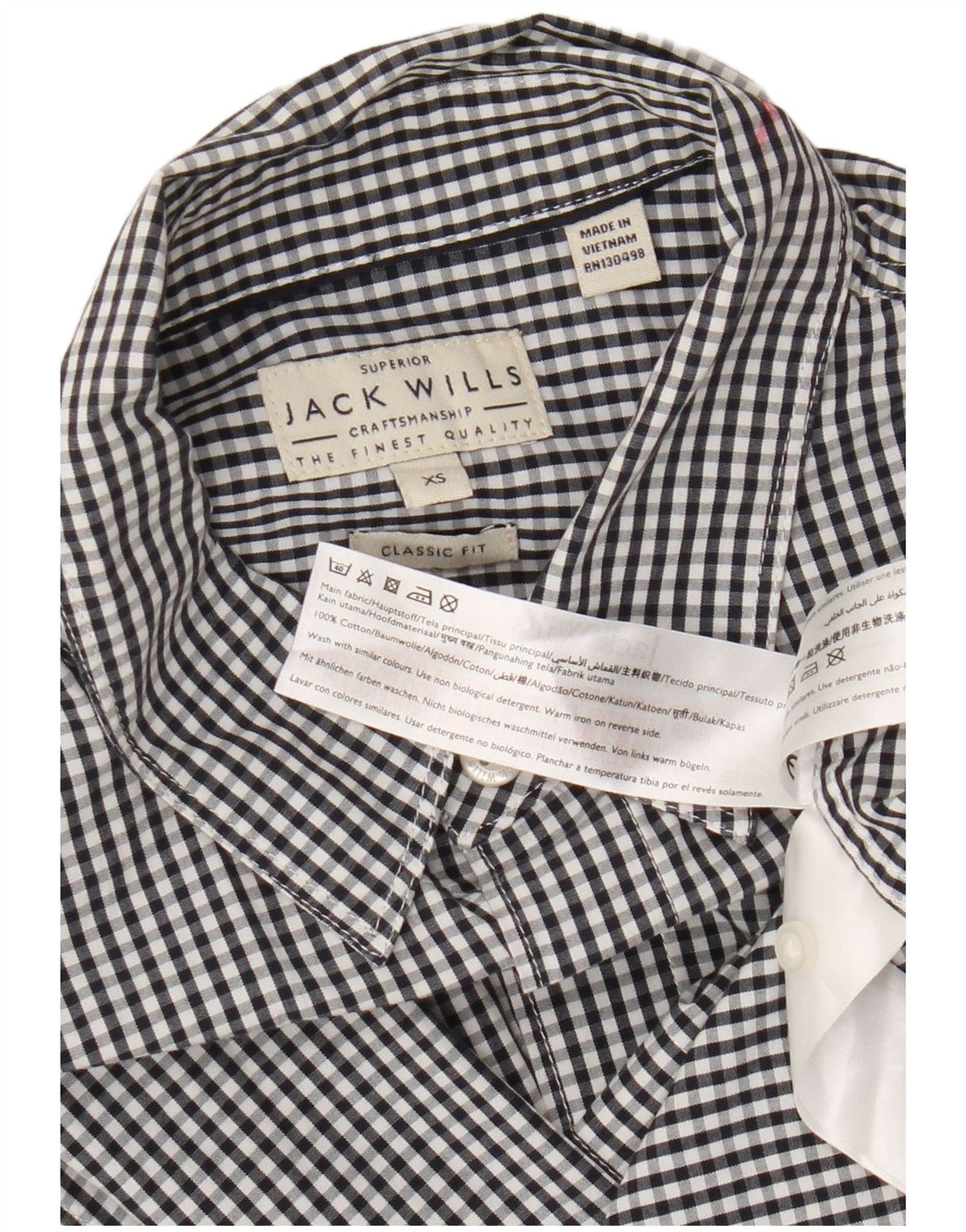Cămașă Jack Wills Classic Fit XS, bumbac vichy negru