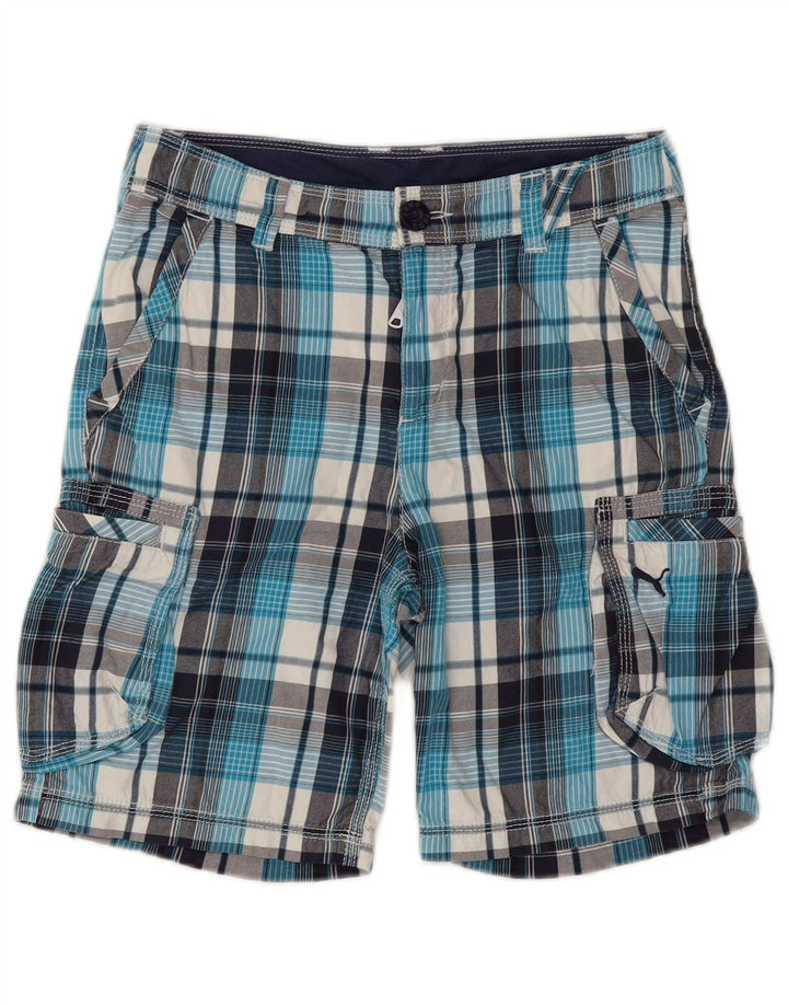Pantaloni scurti cargo Puma Băieți 11-12 Ani W28 Blue Check Bumbac