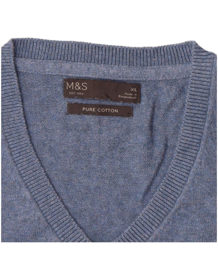 Marks & Spencer Mens Vest Tank Top XL Blue Bumbac