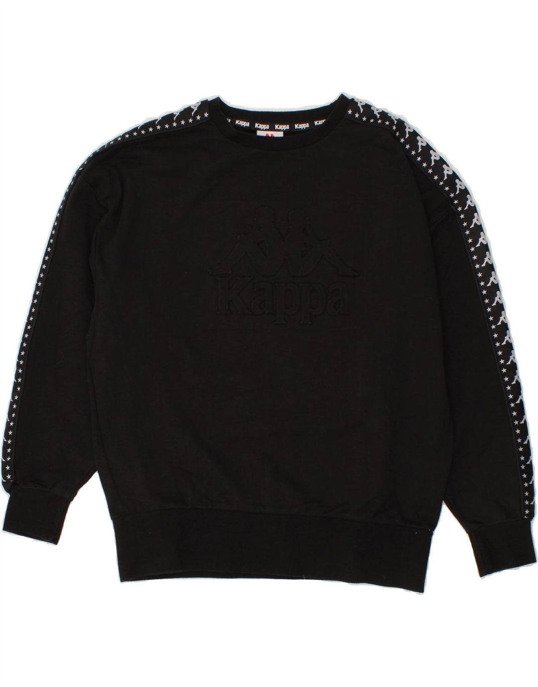 KAPPA Womens Graphic Sweatshirt Jumper UK 14 Medium Black Cotton Vintage Kappa and Second-Hand Kappa from Messina Hembry 